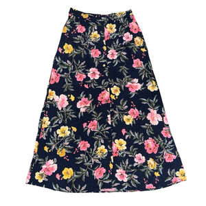 Joules Corinna Button Down Floral Print Maxi Skirt Size 6 Blue classic preppy